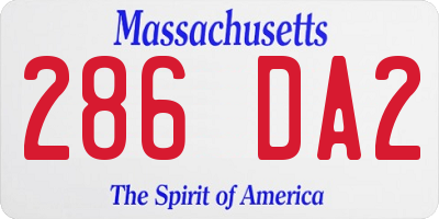 MA license plate 286DA2