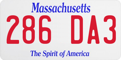 MA license plate 286DA3