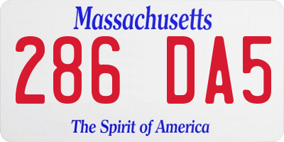 MA license plate 286DA5