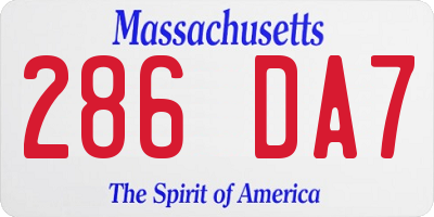 MA license plate 286DA7