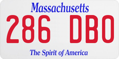 MA license plate 286DB0