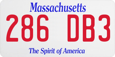 MA license plate 286DB3