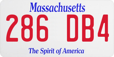 MA license plate 286DB4