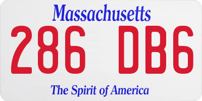 MA license plate 286DB6