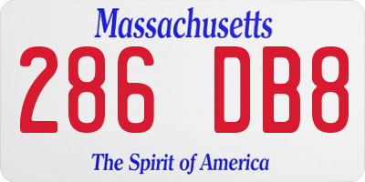 MA license plate 286DB8
