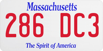 MA license plate 286DC3