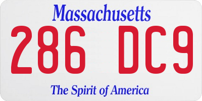 MA license plate 286DC9
