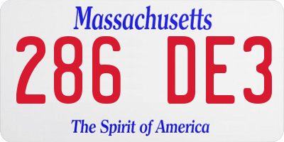 MA license plate 286DE3