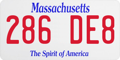 MA license plate 286DE8