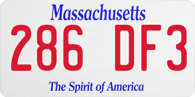 MA license plate 286DF3