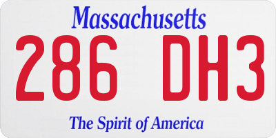 MA license plate 286DH3