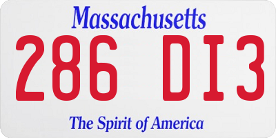 MA license plate 286DI3