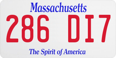 MA license plate 286DI7