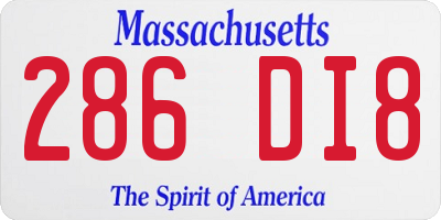 MA license plate 286DI8