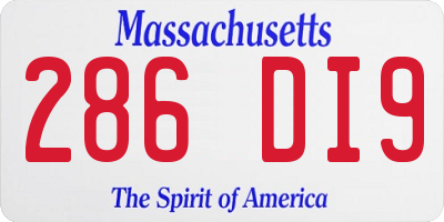 MA license plate 286DI9