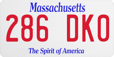 MA license plate 286DK0