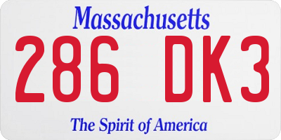 MA license plate 286DK3