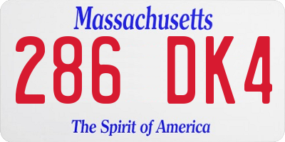 MA license plate 286DK4