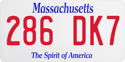 MA license plate 286DK7