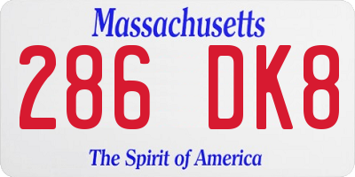 MA license plate 286DK8