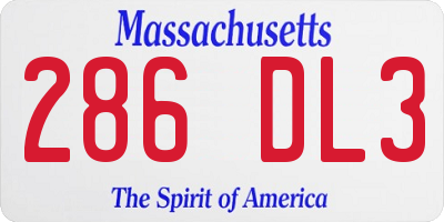 MA license plate 286DL3