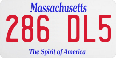 MA license plate 286DL5