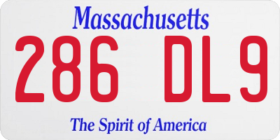 MA license plate 286DL9