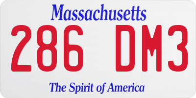 MA license plate 286DM3