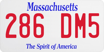 MA license plate 286DM5