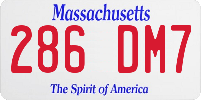 MA license plate 286DM7
