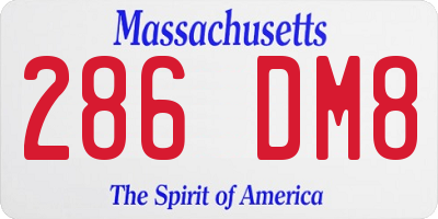 MA license plate 286DM8