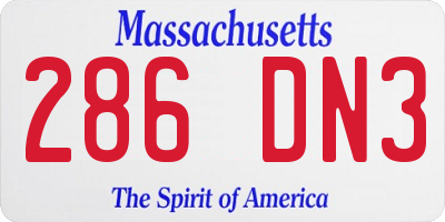 MA license plate 286DN3