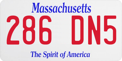 MA license plate 286DN5