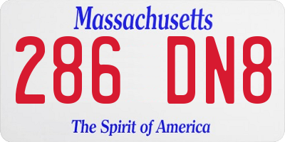 MA license plate 286DN8