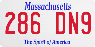 MA license plate 286DN9