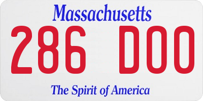 MA license plate 286DO0