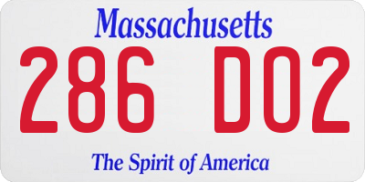 MA license plate 286DO2