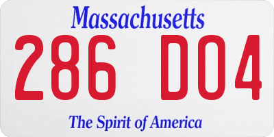 MA license plate 286DO4