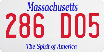 MA license plate 286DO5