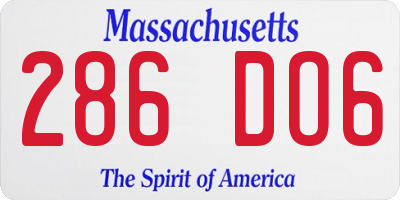MA license plate 286DO6