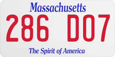 MA license plate 286DO7