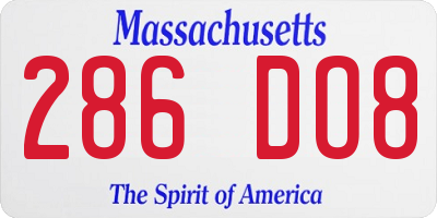 MA license plate 286DO8