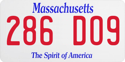 MA license plate 286DO9