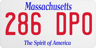 MA license plate 286DP0