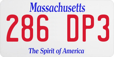 MA license plate 286DP3