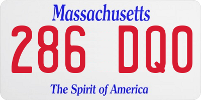 MA license plate 286DQ0