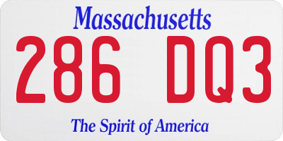 MA license plate 286DQ3