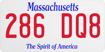 MA license plate 286DQ8