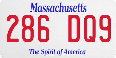 MA license plate 286DQ9