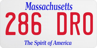 MA license plate 286DR0